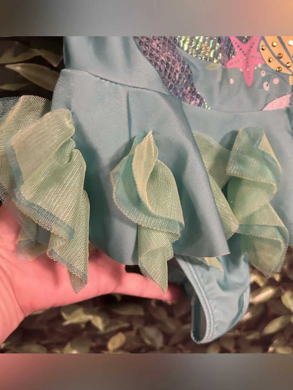 Disney Store Ariel Little Mermaid Swimsuit Teal Girls 5/6